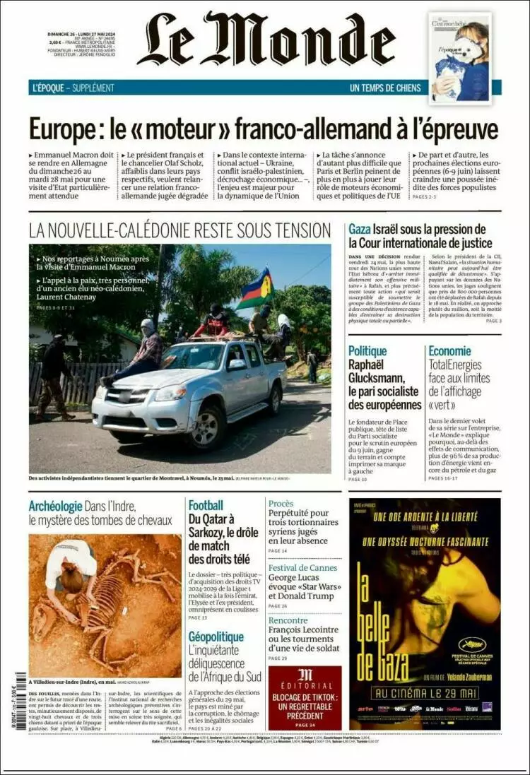 Prima-pagina-le monde-edizione-di-oggi-27-05-2024